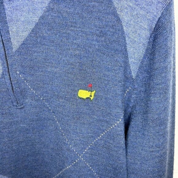 Fairway & Greene Masters Golf 1/4 Zip Argyle Italian Merino Wool Sweater Sz L - Picture 4 of 10